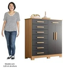 Cômoda Sapateira 8 Gavetas 2 Portas 125cm Verona Nature/Titanium - Alb