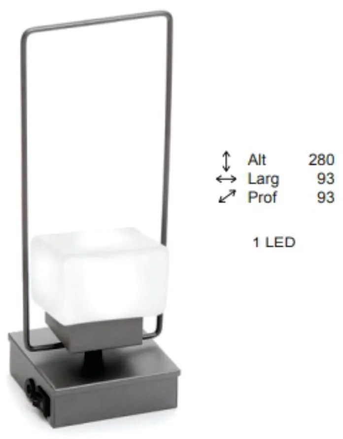 Abajur Freedon Cubo Flat Alça 9,3X9,3X28Cm 1Xled 0,5W 3000K - Old Arti... (COBRE FOSCO, 220V)
