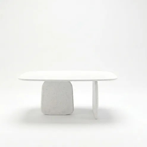 Mesa de Jantar Laguna Retangular Concreto Branco