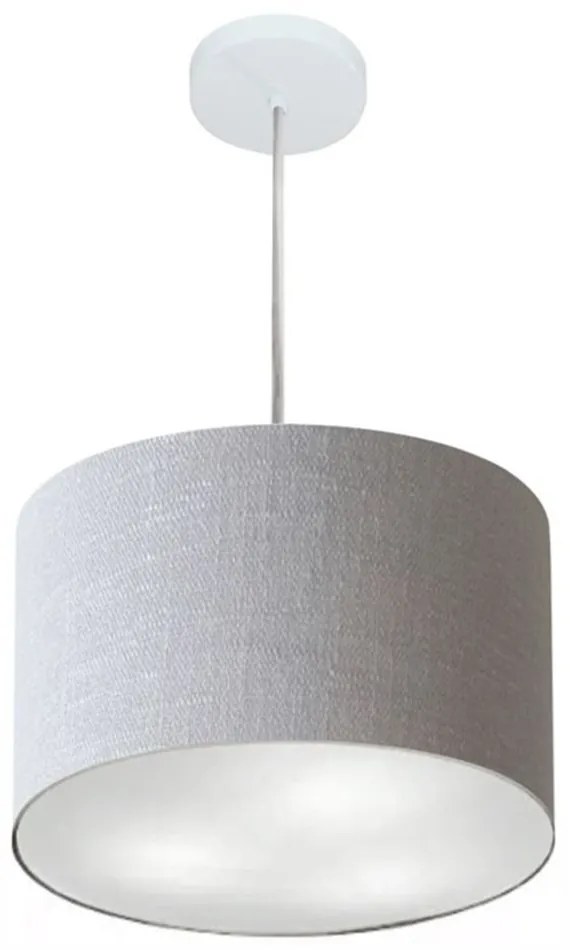 Lustre Pendente Cilíndrico Md-4211 Cúpula em Tecido 35x25cm Rustico Cinza - Bivolt