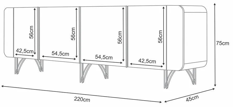 Balcão Aparador Buffet Anabelle Off White/Cinamomo H01 - D'Rossi
