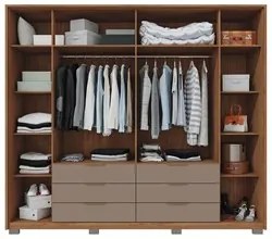 Guarda Roupa Casal Com 2 Espelhos 6 Portas Martin C01 Buriti/Fendi - M