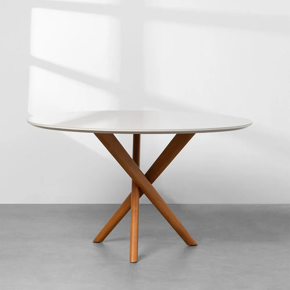 Mesa de Jantar Thai Redonda Vidro - Off White - 1,20m