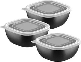 Jogo de Potes Tramontina MixColor Polipropileno Preto 600 ml 3 Peças