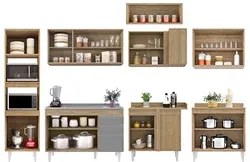 Armário de Cozinha Modulada de Canto 8 Peças CP03 Balcão com Pia Inox