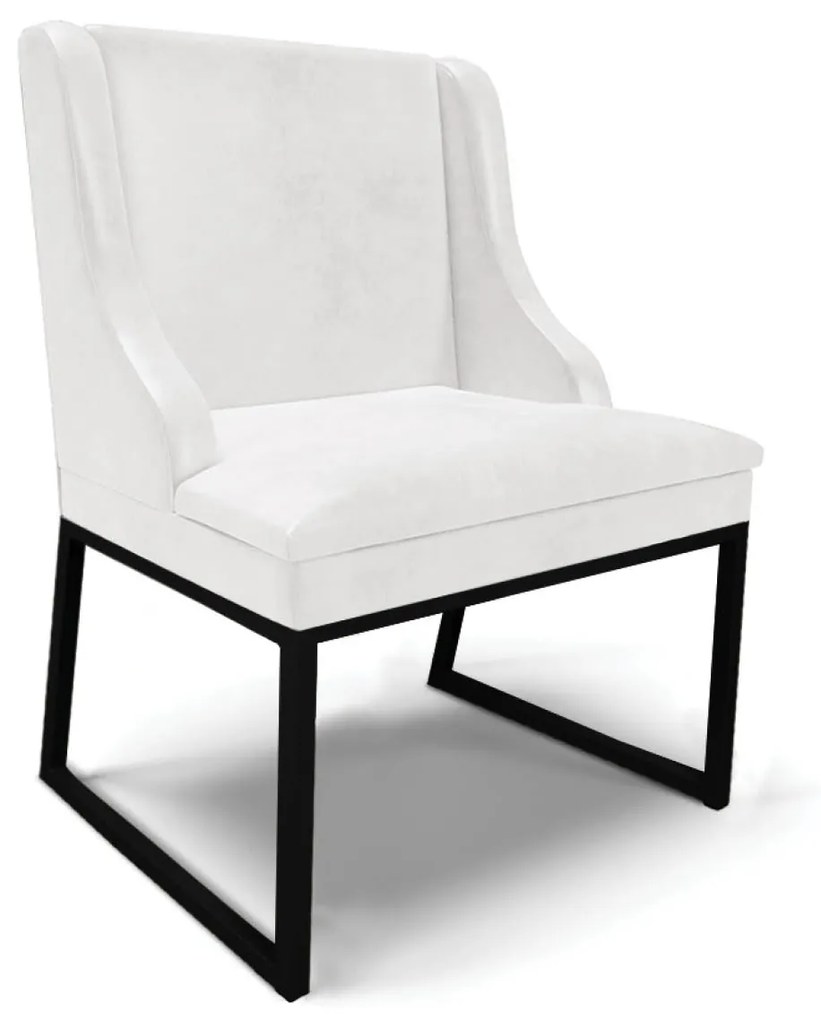 Cadeira Sala de Jantar Industrial Preto Liz Sintético PU D03 - D'Rossi - Branco