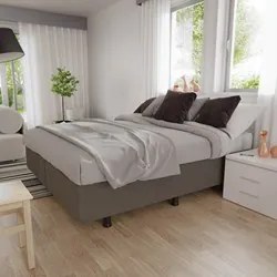 Base Box para Cama Casal King 192x203cm Bipartido Liz S05 Suede Bordad