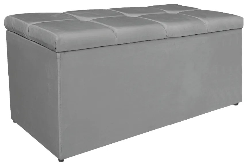 Calçadeira Estofada Manchester 90 cm Solteiro Suede Cinza - ADJ Decor