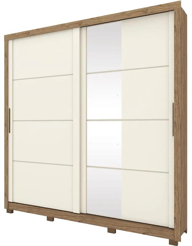 Guarda Roupa Roupeiro 2 Portas com Espelho 4 Gavetas Rústico