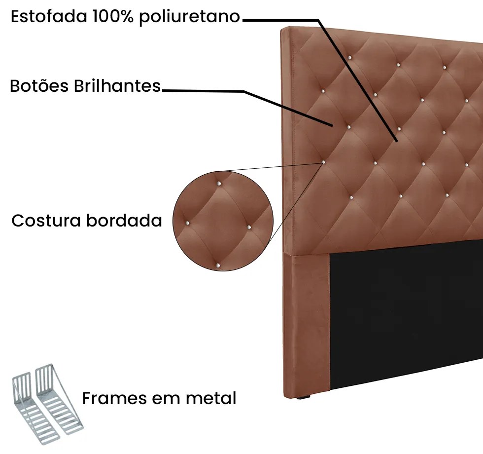Cabeceira Cama Box King 195 cm Tania Veludo S04 - D'Rossi - Cobre