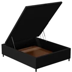 Base para Cama Box Baú Casal 138x188cm Hit Z04 Sintético Preto - Mpoze