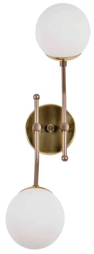 Arandela Pipoca 17X52X21Cm 2Xg9 / Globo Ø12Cm | Usina 16741/2 (OC-M Ocre Metálico, FOSCO)