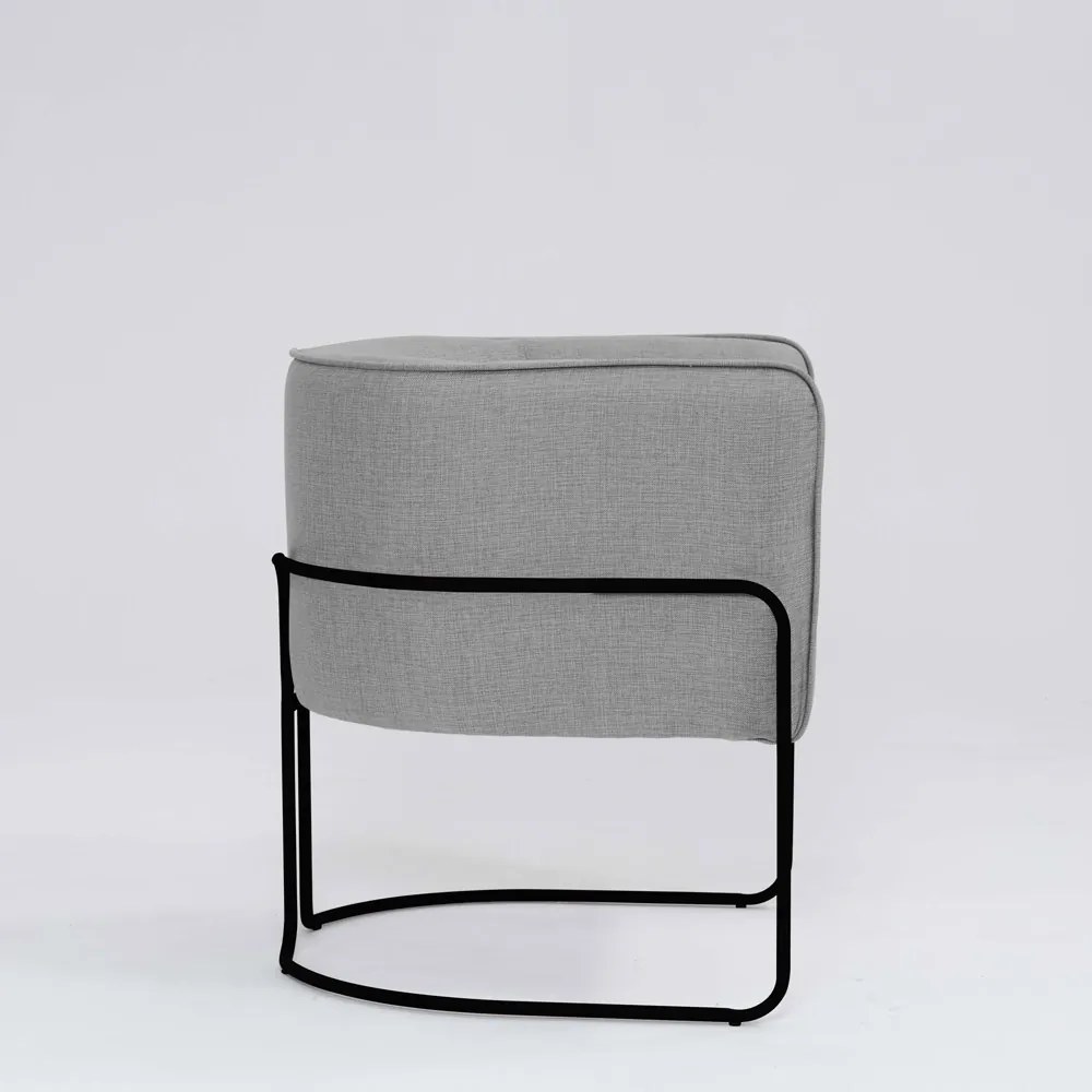 Poltrona Decorativa Belinda D07 Base Aço Linho Mescla Elefante - D'Rossi