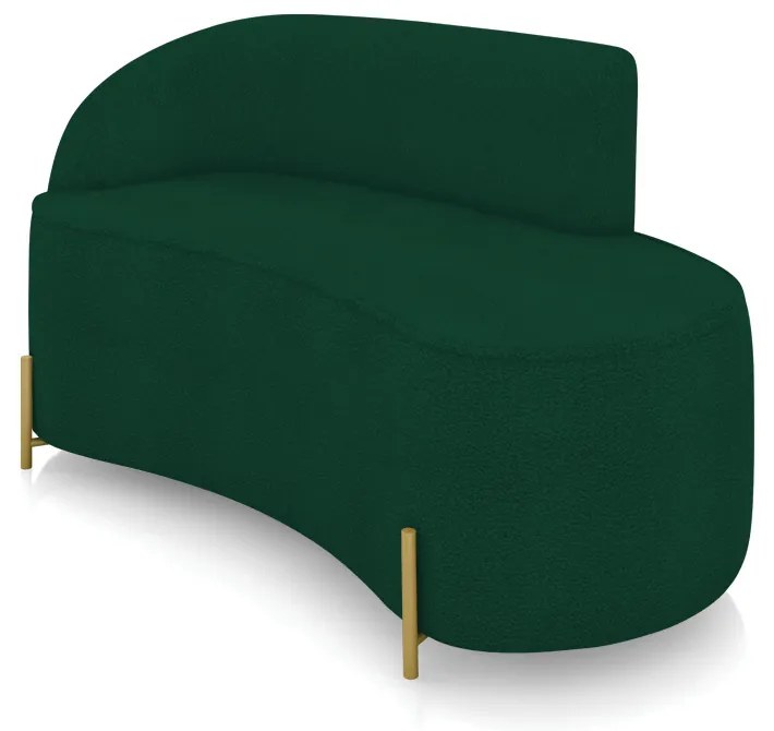 Sofá 2 Lugares Orgânico 140cm Pé Aço Lateral Dourado Morgan Bouclê D03 - D'Rossi - Azul