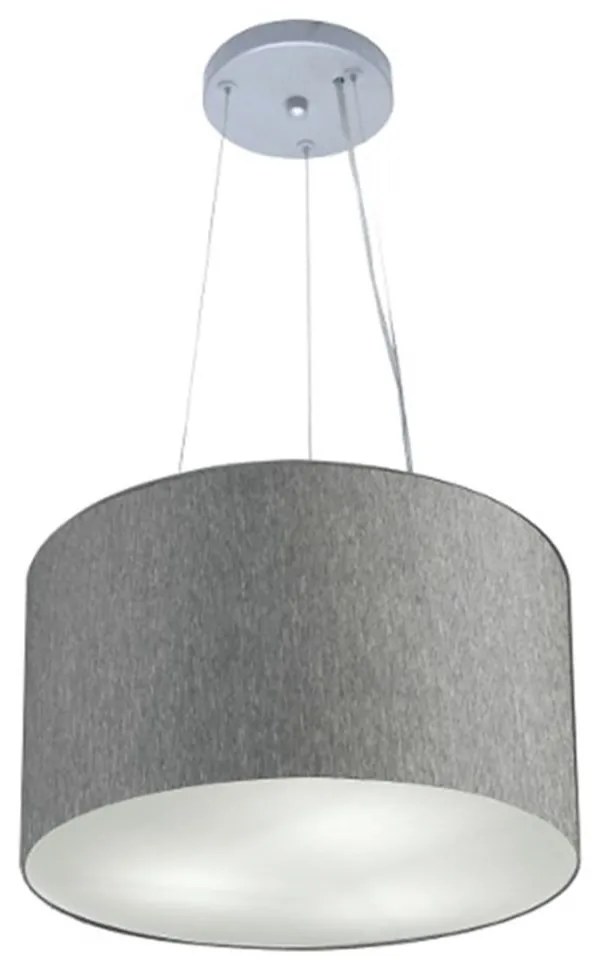Lustre Pendente Cilíndrico Md-4182 Cúpula em Tecido 40x25cm Rustico Cinza - Bivolt