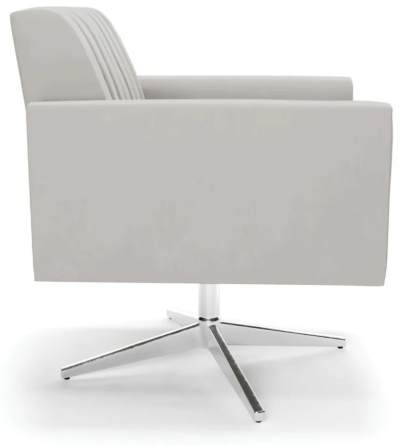 Kit 2 Poltronas Giratória Viena Gomada Veludo Base Cromada D03 - D'Rossi - Cinza