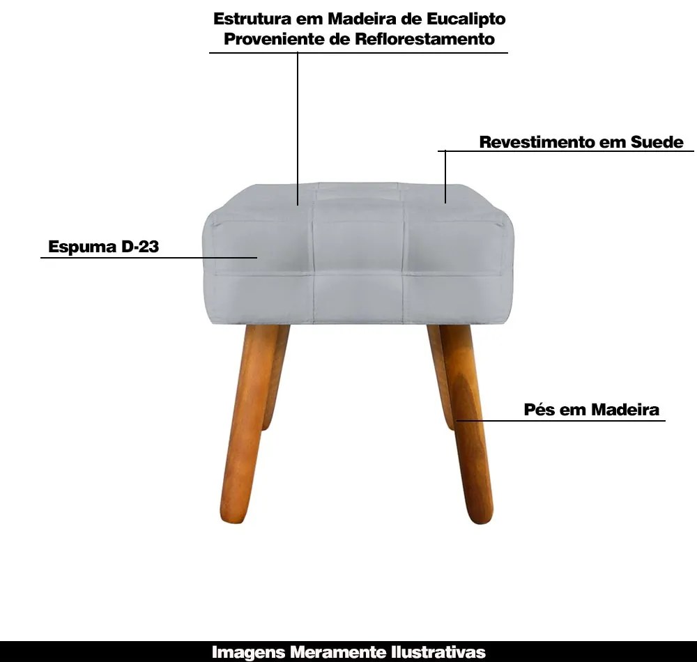 Kit 2 Puffs Decorativos Pés Palito Karen Suede Cinza G19 - Gran Belo