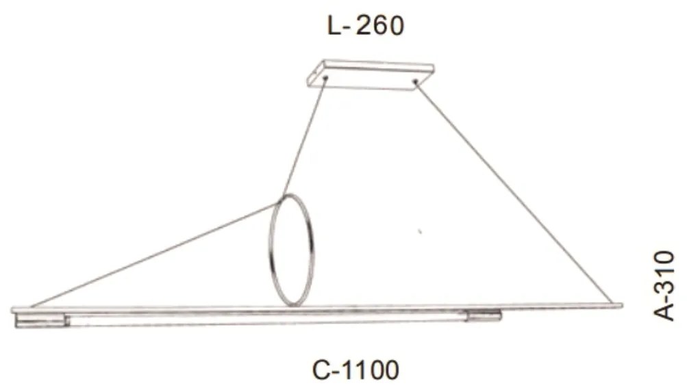 Pendente Retangular Para Tubular T8 120Cm 150X30X36Cm | Old Artisan Pd... (LUNA / DOURADO BRILHO)