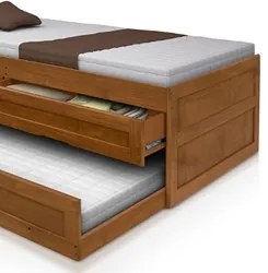 Bicama Solteiro Juvenil 2 Gavetas Bianca Imbuia - Atraente Móveis