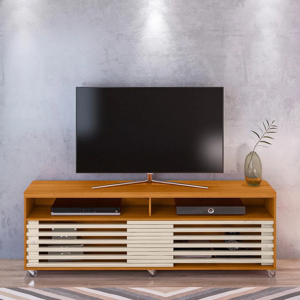 Rack TV 75Pol 182cm Bancada para Sala Nerion M20 - D'Rossi - Cinamomo e Off White
