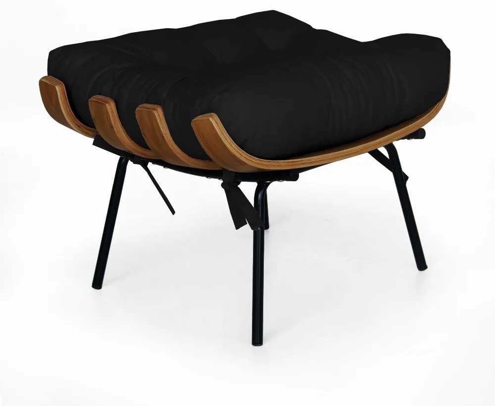 Puff Decorativo Sala de Estar Costela Rib Suede Preto