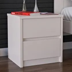 Mesa De Cabeceira 2 Gavetas Blank F04 Branco - Mpozenato