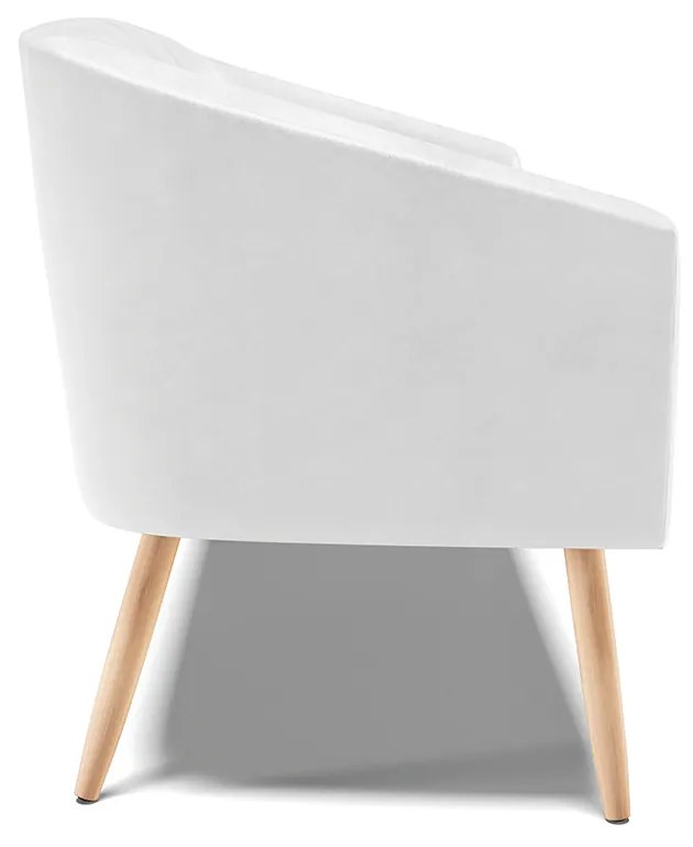 Sofá 2 Lugares Namoradeira Pé Palito Natural Stella Sintético PU Branco D03 - D'Rossi