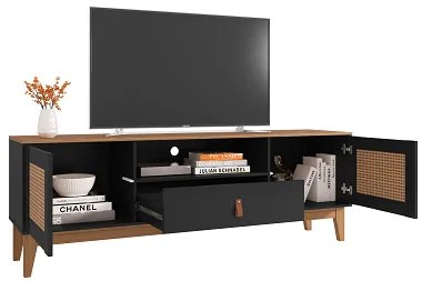 Rack Esmeralda 1.60 Preto/Noce - Casa D Móveis