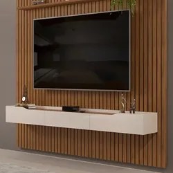 Painel para TV 75 Pol Ripado com Bancada Suspensa 275x240cm Pratisk D0