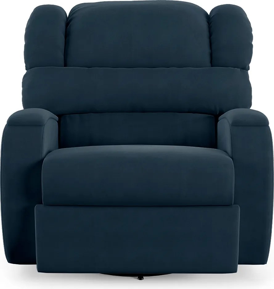 Poltrona do Papai Sala de Cinema Reclinável Kylie Glider Manual Giratória Veludo Azul G23