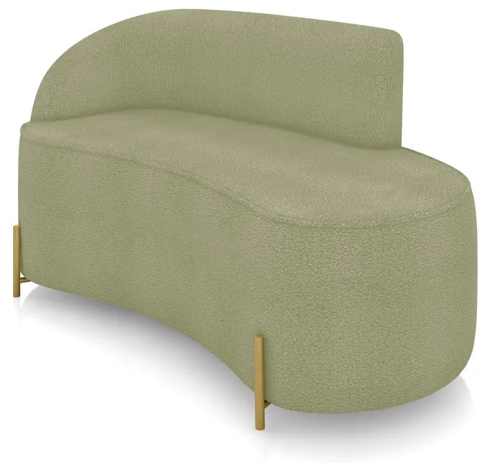 Sofá 2 Lugares Orgânico 140cm Pé Aço Lateral Dourado Morgan Bouclê D03 - D'Rossi - Verde Pistache