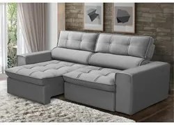 Sofá Retrátil Reclinável 3 Lugares 180cm Blanches F05 Veludo Prata - M