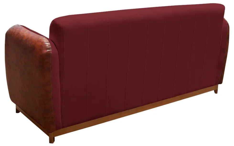 Sofá 3 Lugares Liverpool 1,90 m Compose Corino Ocre/Bordô - Decorar Estofados
