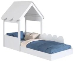 Cama Solteiro Infantil Montessoriana Casinha Nana Branco C06 - Mpozena