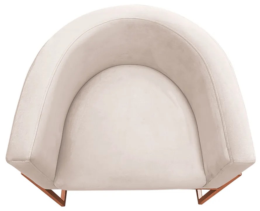 Poltrona Decorativa Base Metal Bronze Luna Veludo Bege - Sheep Estofados - Bege