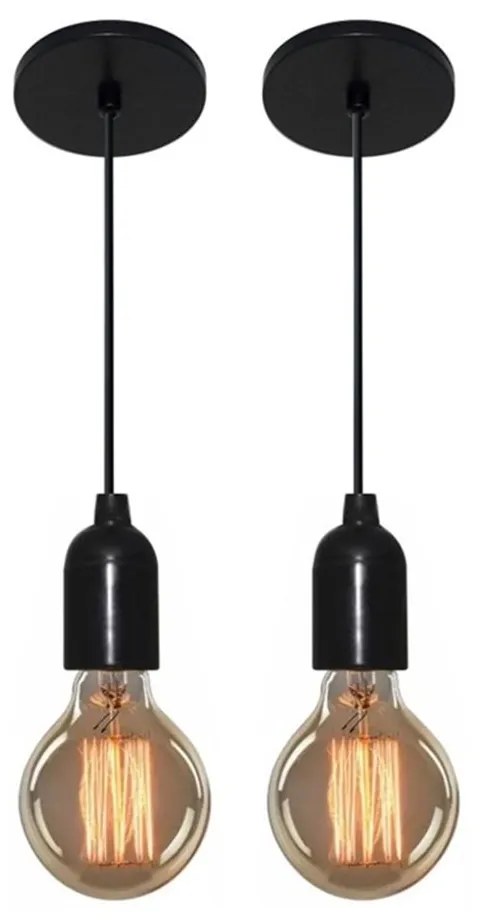 Kit/2 Lustre Pendente Luminária Md-4149 Suporte Para Lâmpada / Não Inclusa - Bivolt