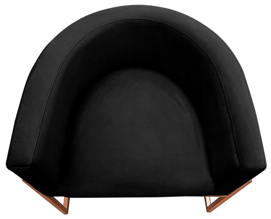 Poltrona Decorativa Base Metal Bronze Luna Veludo Preto - Sheep Estofados - Preto