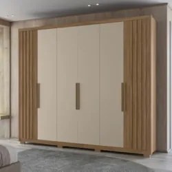 Guarda Roupa Casal 260cm 6 Portas Gaia Carvalho/Fendi Z17 - Mpozena