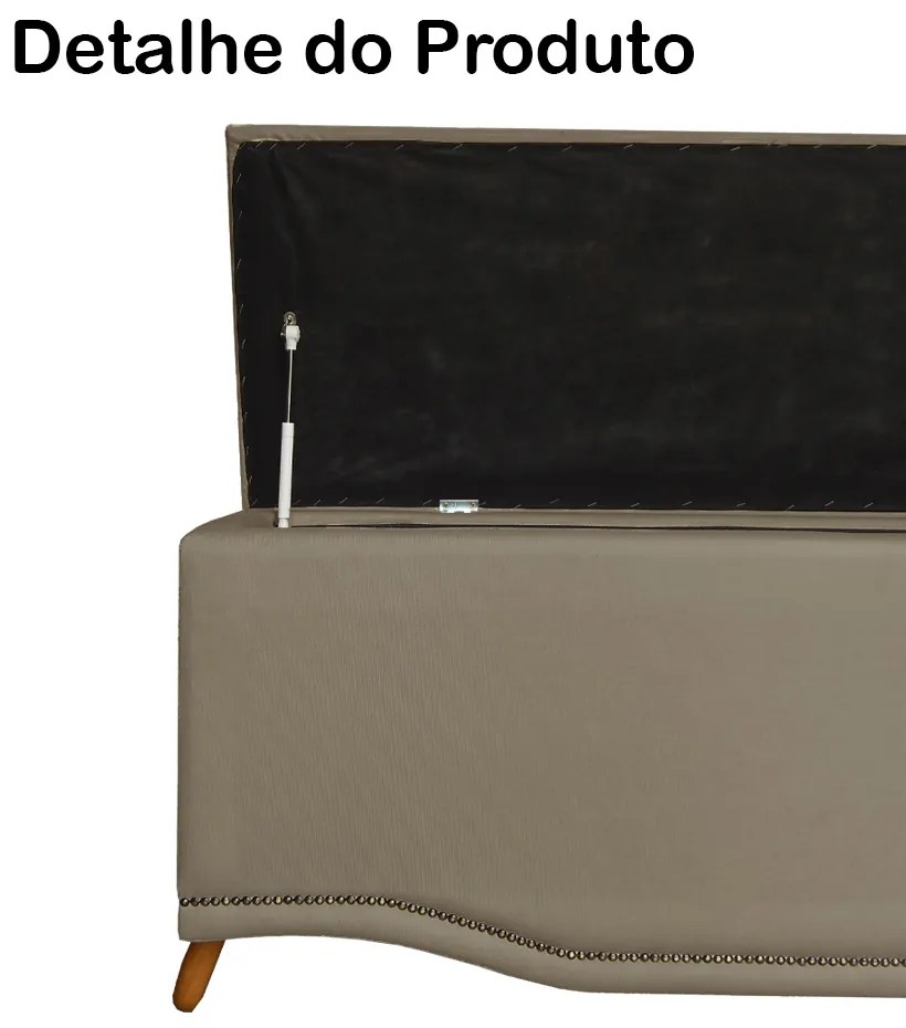 Calçadeira Baú Casal 140cm Greta Pés Palito Suede Capuccino - Sheep Estofados