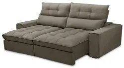 Sofá Retrátil Reclinável 3 Lugares 210cm Damy F05 Veludo Marrom - Mpoz