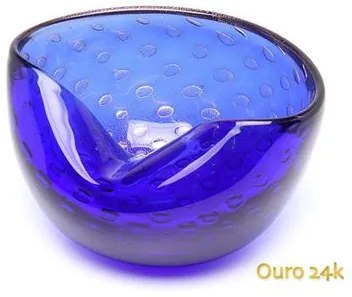 Bowl 1 Tela Azul Com Ouro Murano Cristais Cadoro BOWL 1 TELA AZ C/OURO-LV