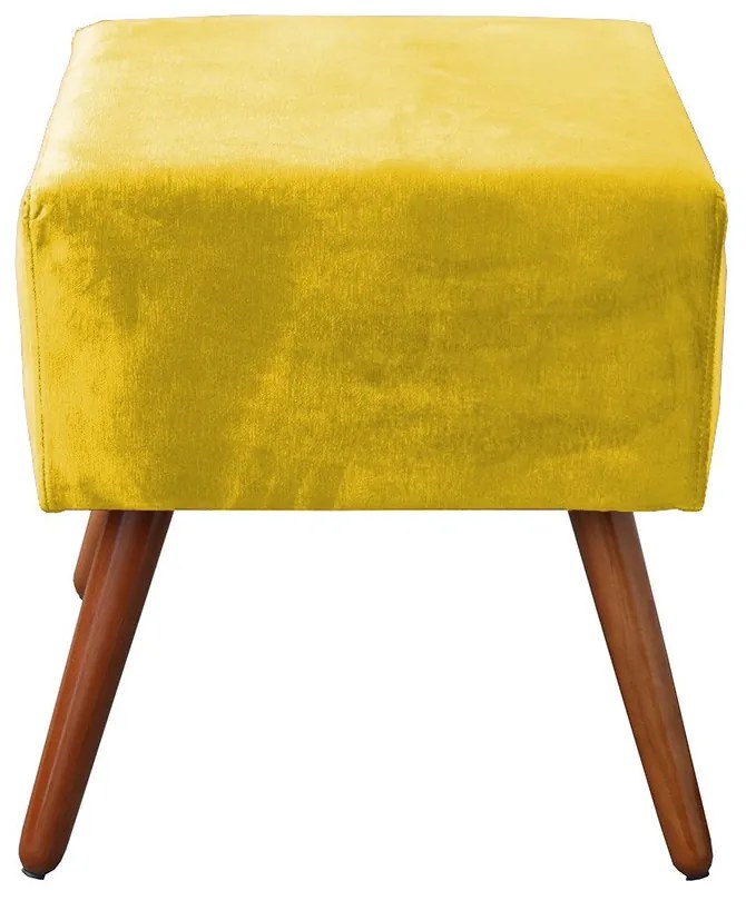 Puff Decorativo Quadrado Malu com Pés Palito Suede Amarelo
