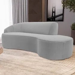 Sofá Living  2 Lugares 180cm Braço Esquerdo Mozart D06 Bouclê Cinza -