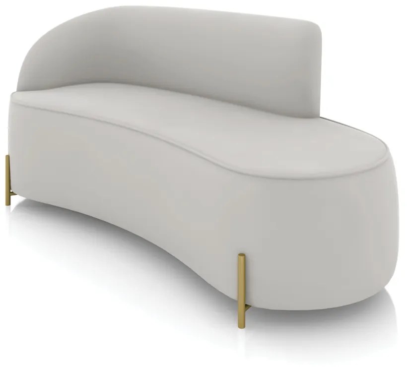 Sofá 3 Lugares Orgânico 180cm Pé em Aço Dourado Morgan Veludo D03 - D'Rossi - Cinza