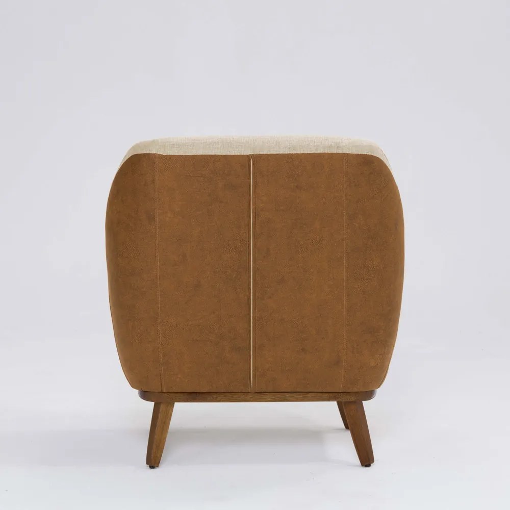 Poltrona Decorativa Pauline D07 Corano Terracota e Linho Marfim - D'Rossi