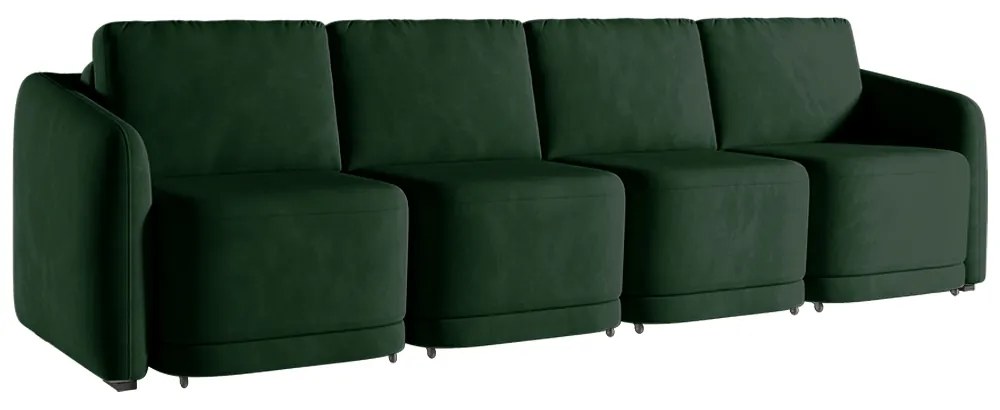 Sofá Cama Modulado Retrátil e Reclinável Decorativo Varsóvia 316cm Veludo Verde G33 - Gran Belo