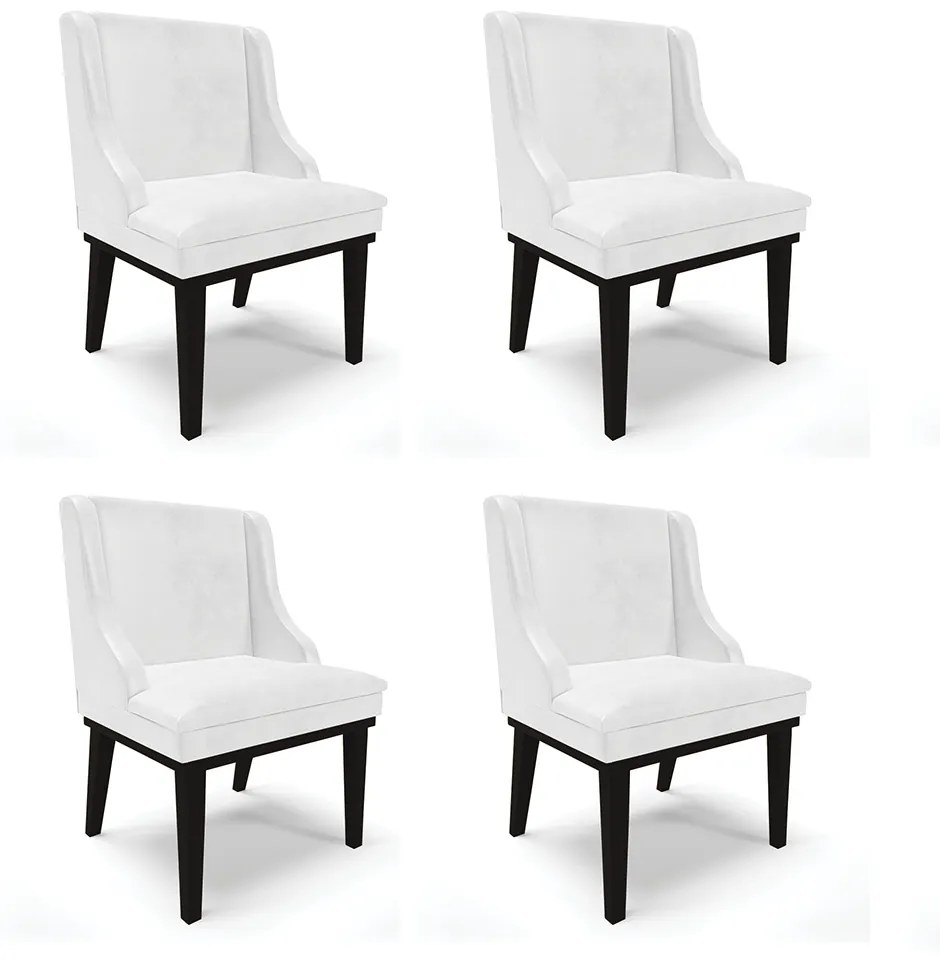 Kit 04 Cadeiras de Jantar Liz Corano Base Fixa Madeira Preto - D'Rossi - Branco