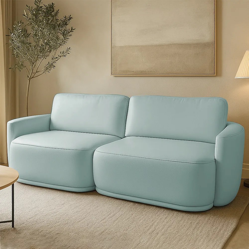 Sofá 2 Lugares Orgânico 194cm Modulado para Sala Brumma Bouclê  K01 - D'Rossi - Azul