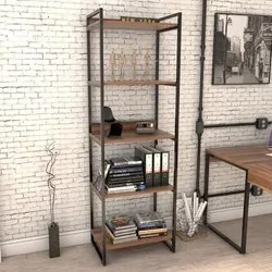 Kit 3 Estantes Livreiro Prisma Estilo Industrial 60cm 5 Prateleiras C0