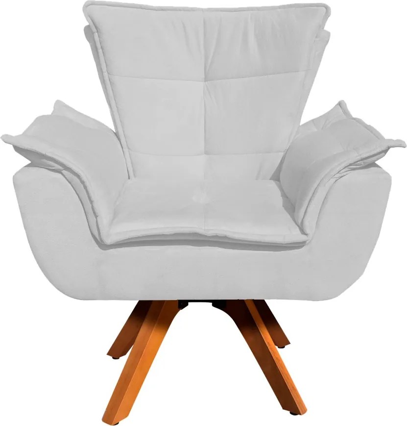 Poltrona Sala de Estar Giratória MM30 Kit 2 Opalla Suede - Branco